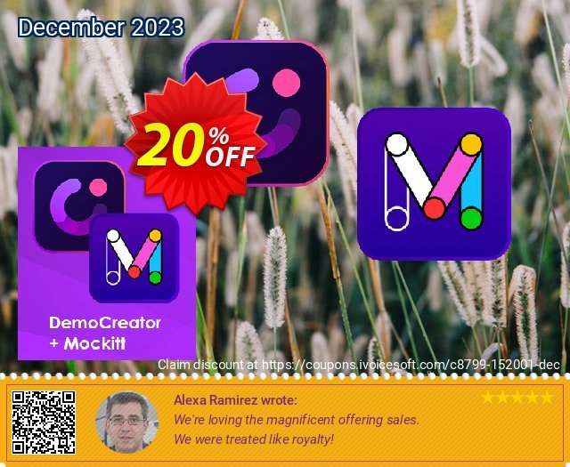 Bundle: Wondershare DemoCreator + Mockitt discount 20% OFF, 2022 New Year's Day offering sales. 20% OFF Bundle: Wondershare DemoCreator + Mockitt, verified