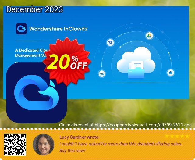 Wondershare InClowdz discount 20% OFF, 2022 Christmas Day offering sales. 20% OFF Wondershare InClowdz, verified
