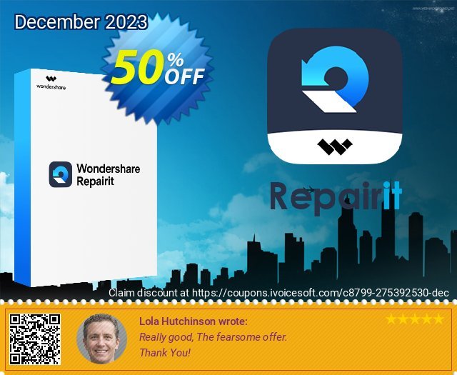 Wondershare Repairit Photo Repair discount 50% OFF, 2023 New Year's eve offer. 50% OFF Wondershare Repairit Photo Repair, verified