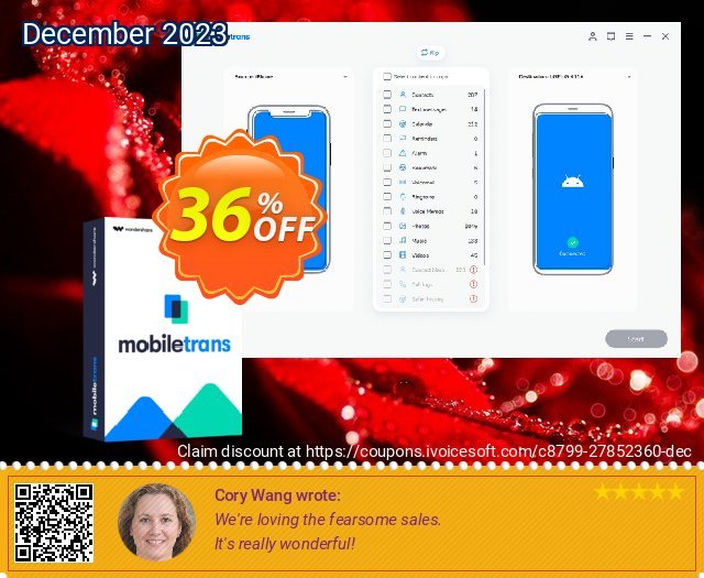 Wondershare MobileTrans - Phone Transfer discount 36% OFF, 2022 Islamic New Year offering sales. MT 30% OFF