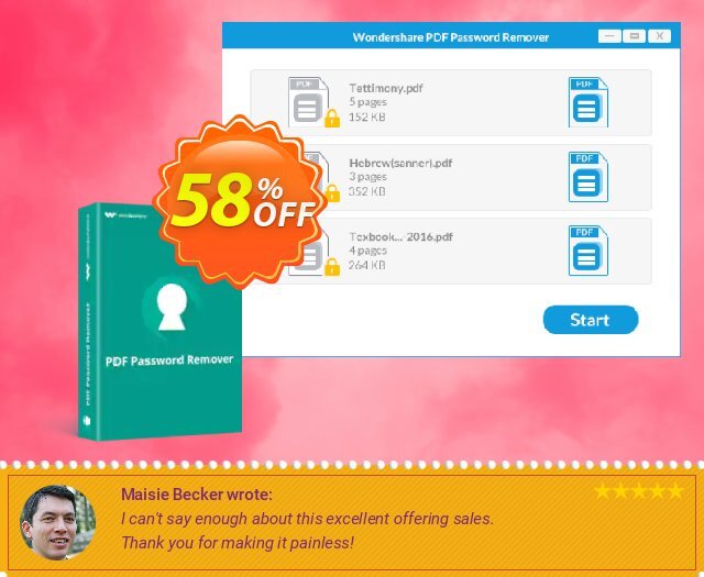 Wondershare PDF Password Remover discount 58% OFF, 2024 Easter Day offering discount. Winter Sale 30% Off For PDF Software