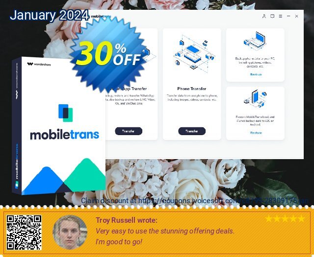 Wondershare MobileTrans (Lifetime License) discount 30% OFF, 2023 All Hallows' Eve offering sales. MT 30% OFF