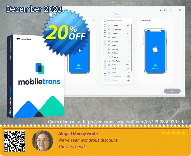 Wondershare MobileTrans for Mac (Lifetime License) discount 20% OFF, 2023 ​Spooky Day deals. Back to School 2023