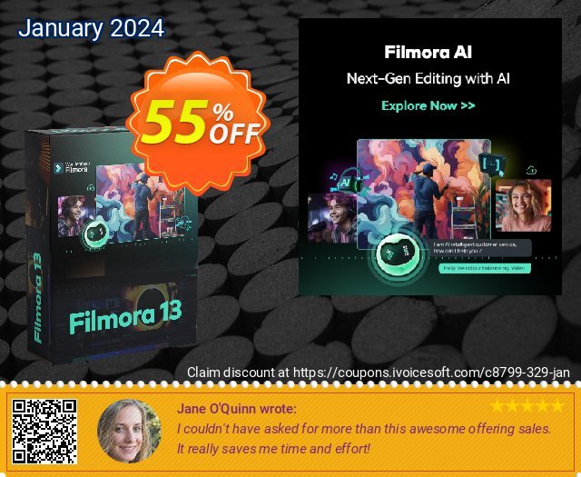 Wondershare Filmora for MAC discount 55% OFF, 2023 Magic Day sales. 55% OFF Wondershare Filmora for MAC, verified