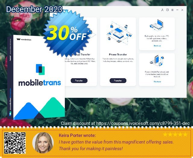 Wondershare MobileTrans (Business License) teristimewa kupon diskon Screenshot