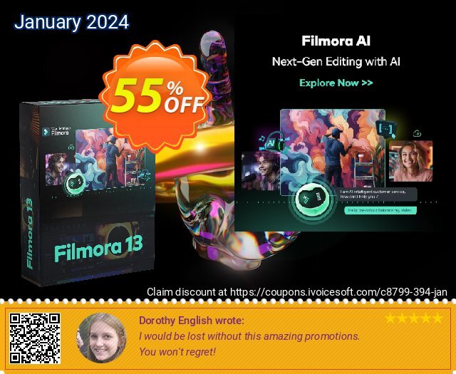 Wondershare Filmora (Annual Plan) 令人印象深刻的 折扣 软件截图