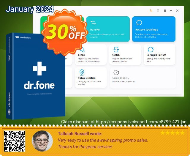 Wondershare Dr.Fone for iOS discount 30% OFF, 2022 World Vegan Day discounts. 30% Wondershare Software (8799)