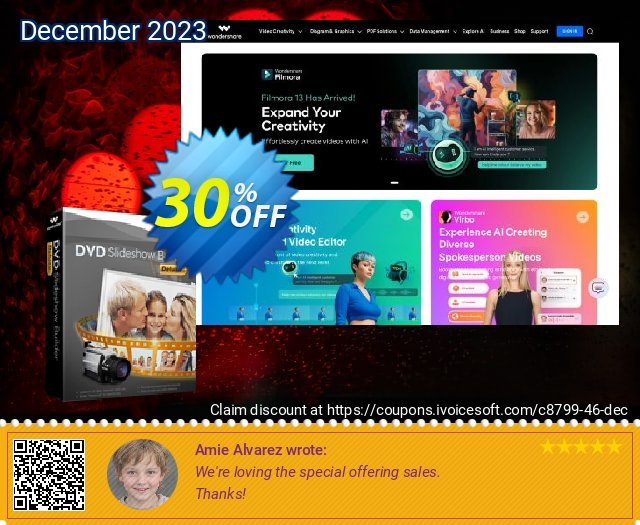 Wondershare DVD Slideshow Builder Standard for Windows discount 30% OFF, 2023 All Saints' Eve promo sales. 30% Wondershare Software (8799)