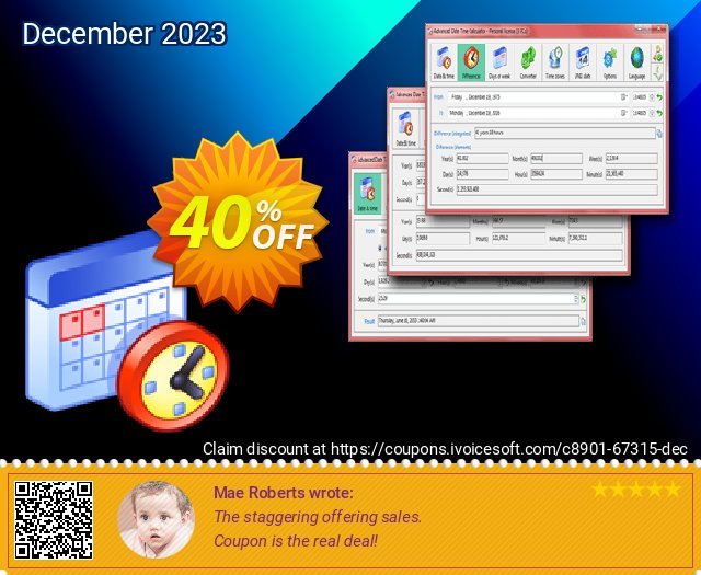 Advanced Date Time Calculator Personal License eksklusif penawaran waktu Screenshot