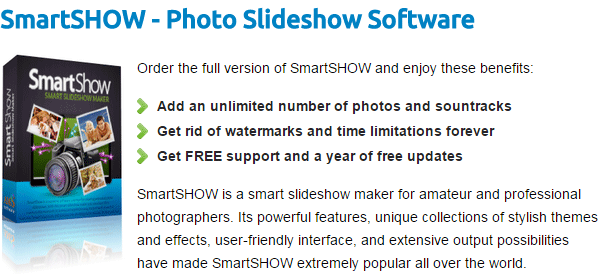 SmartSHOW discount - Photo Slideshow Software